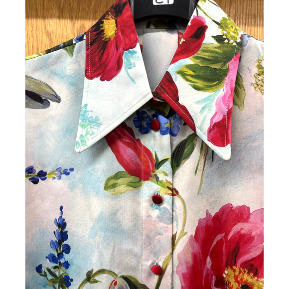 NWT  Dolce & Gabbana Floral Print Blouse Silk Shirt Multicolor IT 42 US M - Picture 10 of 12